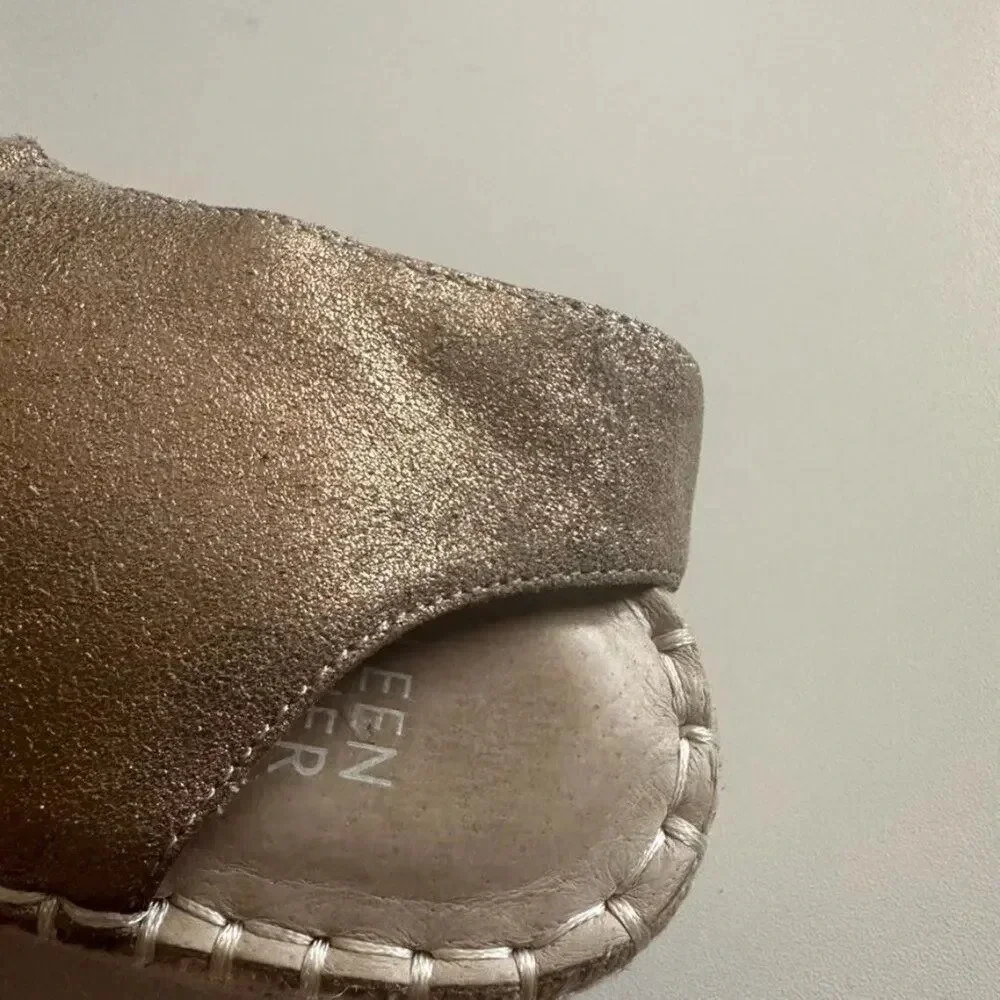 Eileen Fisher‎ Agnes Espadrille Wedge Sandal Women's 8.5 Gold Metallic System